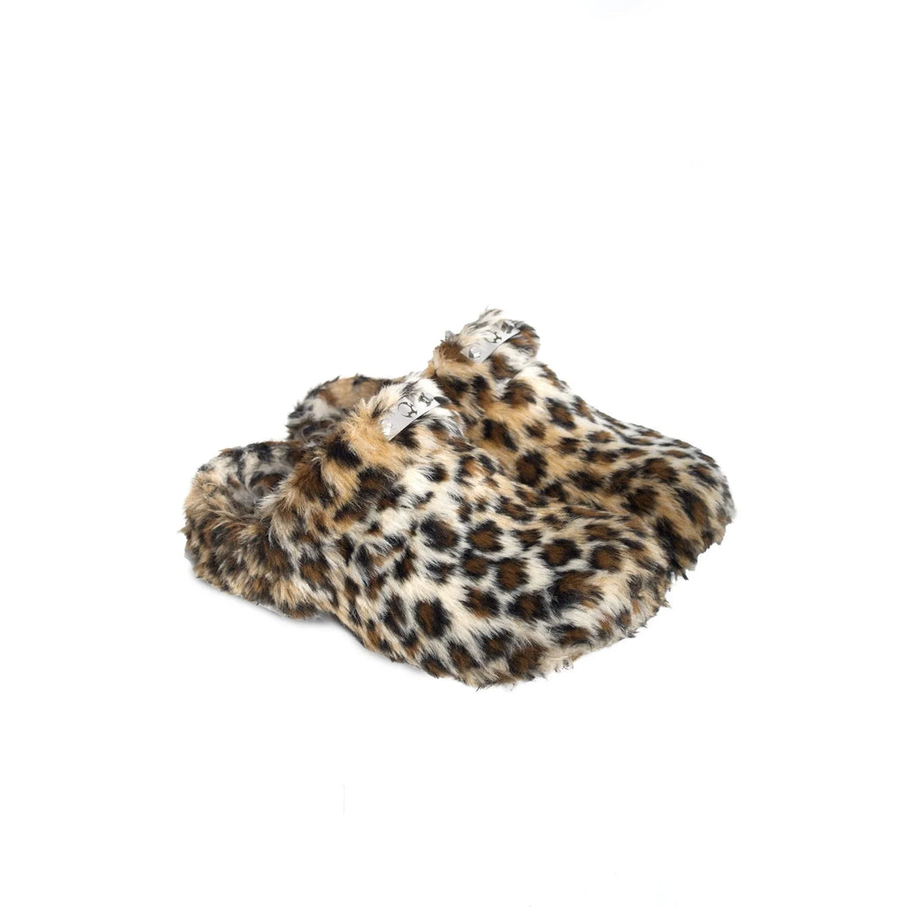 FAUX FUR CLOG - PANTHER