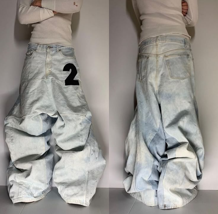 Aonga American Harajuku Y2K Splicing Light Blue Denim Drag Pants Men's Fall Loose New Street Trend Hip-hop Rap Low-rise Women's Jeans