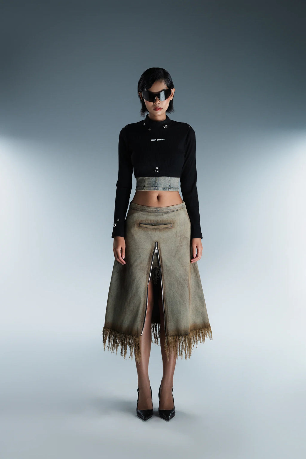 ATLU - Two layer - Denim skirt (green)