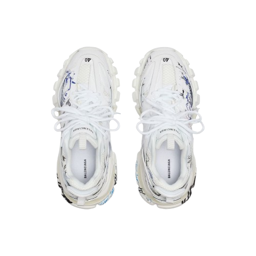 Balenciaga Men's Track Autographe Sneaker in White/black/blue/red
