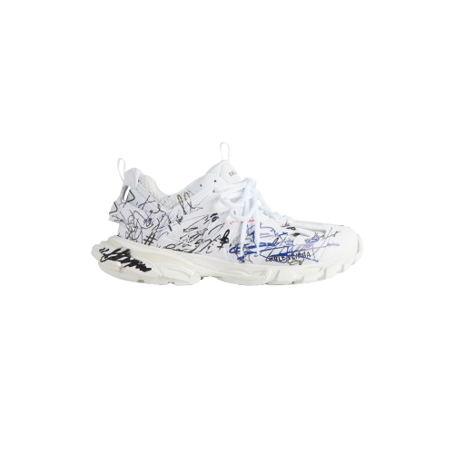 Balenciaga Men's Track Autographe Sneaker in White/black/blue/red