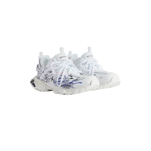 Balenciaga Men's Track Autographe Sneaker in White/black/blue/red