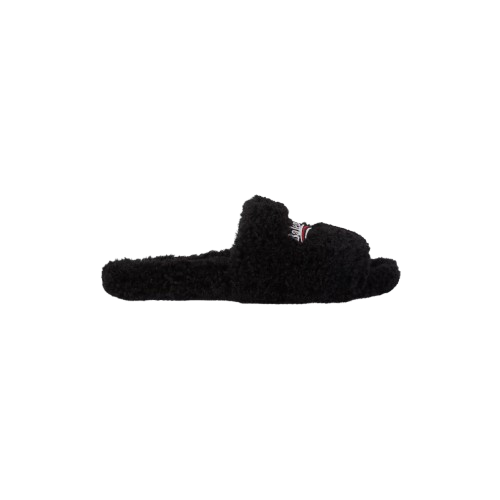 Balenciaga Men's Furry Slide Sandal in Black/white/red