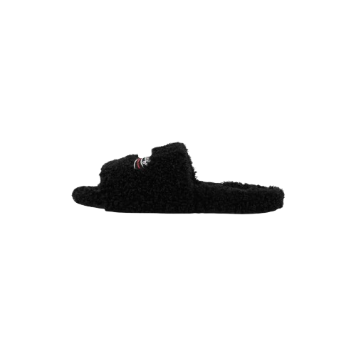 Balenciaga Men's Furry Slide Sandal in Black/white/red