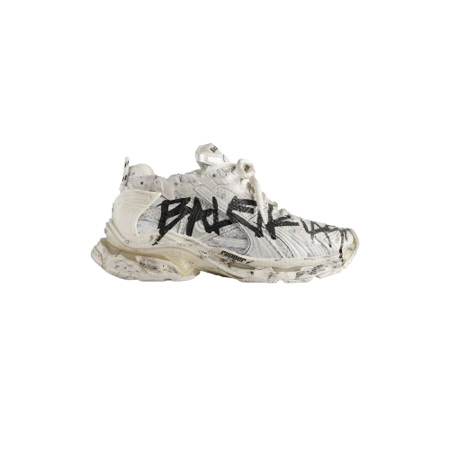 Balenciaga Men's Runner Graffiti Sneaker in White