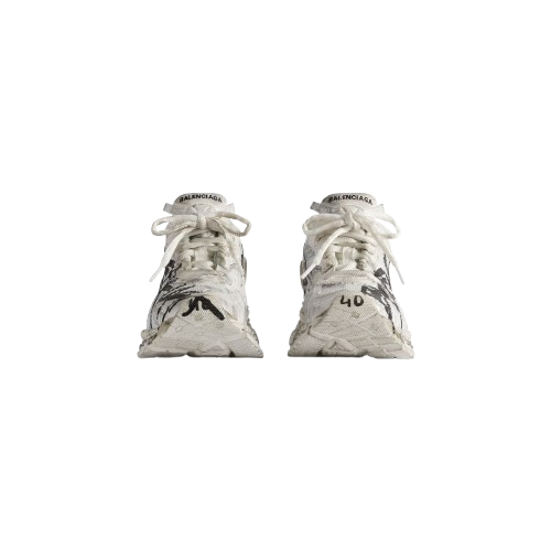 Balenciaga Men's Runner Graffiti Sneaker in White