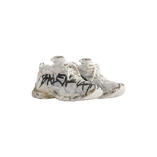Balenciaga Men's Runner Graffiti Sneaker in White