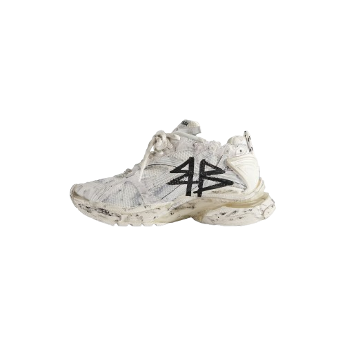 Balenciaga Men's Runner Graffiti Sneaker in White