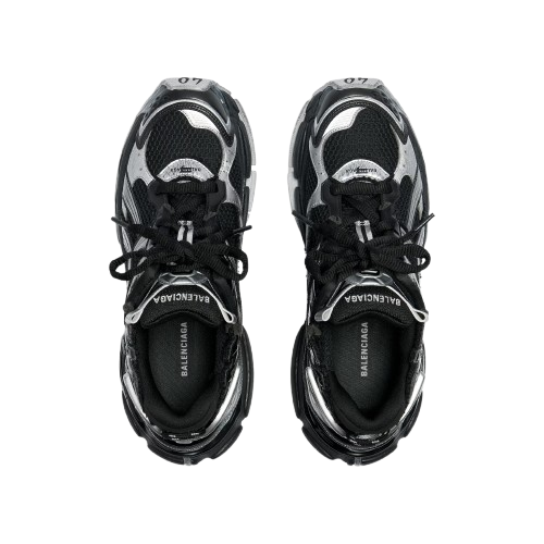 Balenciaga Men's Runner Sneaker in Black/silver