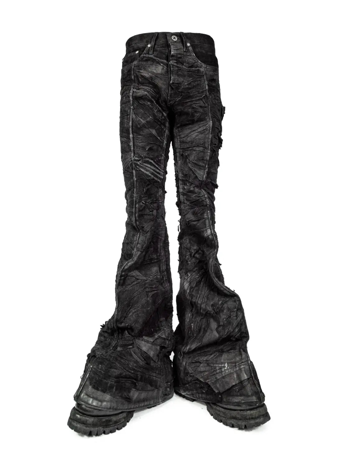 LANTERN LAYERED LEATHER BLACK DENIM