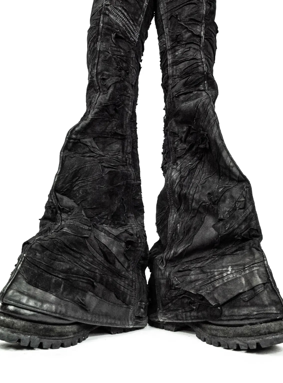 LANTERN LAYERED LEATHER BLACK DENIM