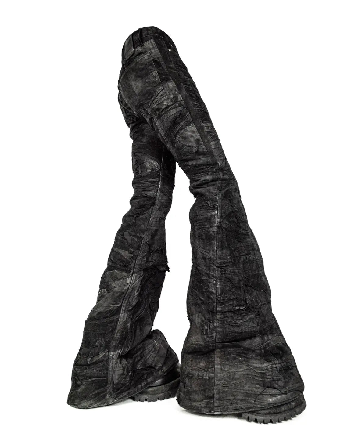 LANTERN LAYERED LEATHER BLACK DENIM