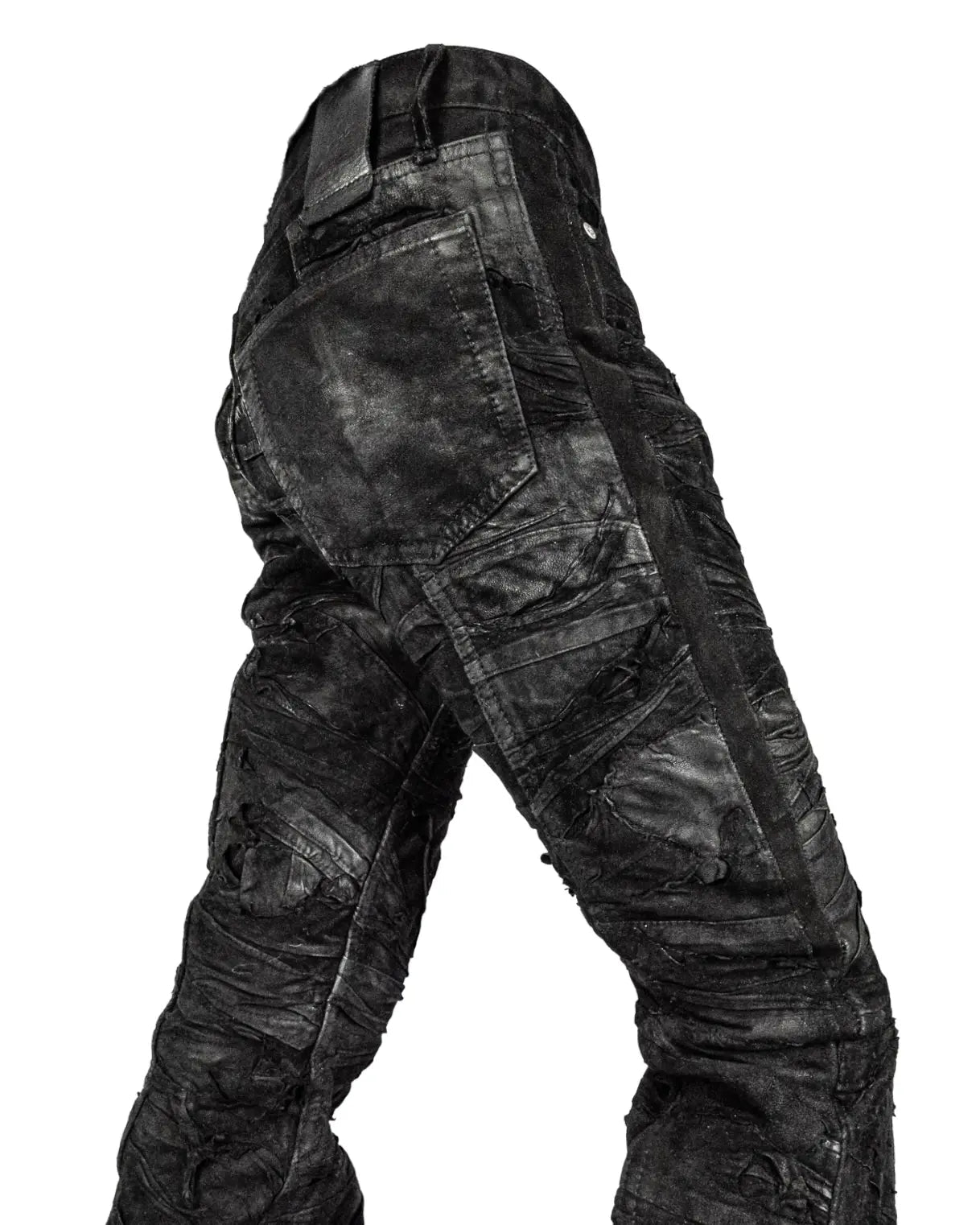 LANTERN LAYERED LEATHER BLACK DENIM