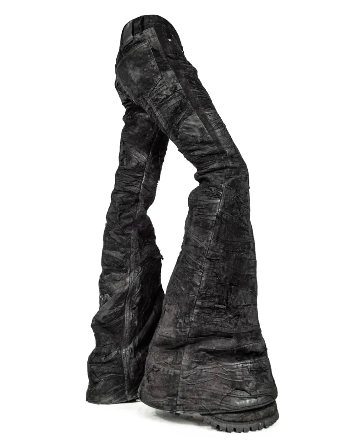 LANTERN LAYERED LEATHER BLACK DENIM