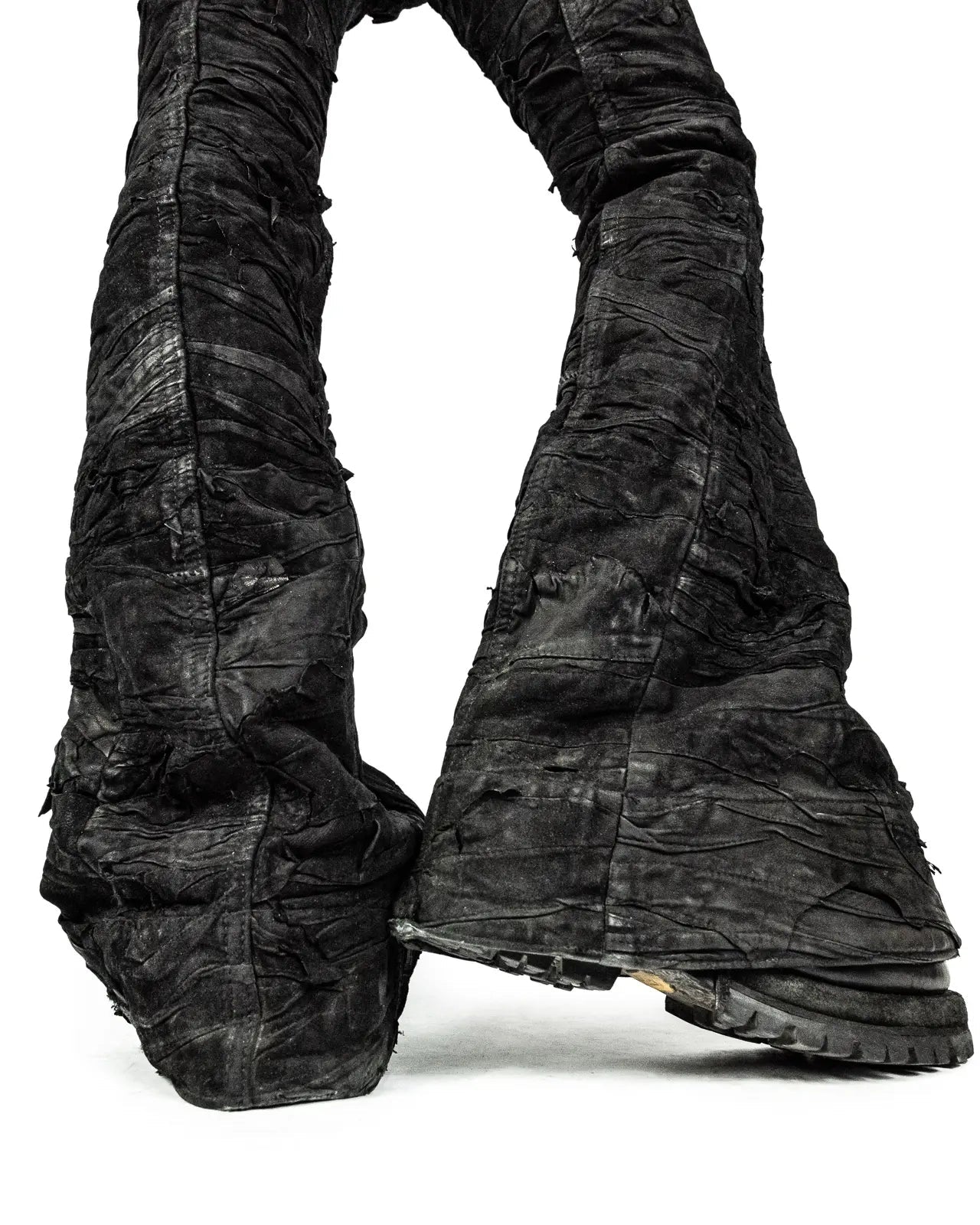 LANTERN LAYERED LEATHER BLACK DENIM
