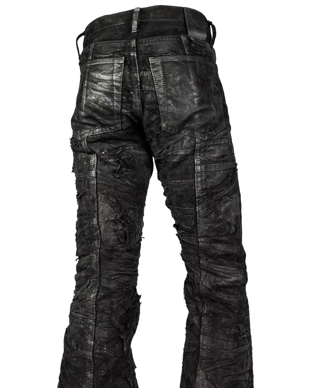LANTERN LAYERED LEATHER BLACK DENIM
